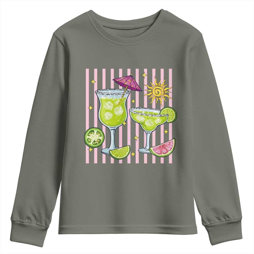 Tropical Margarita Summer Youth Sweatshirt Beach Vacation Graphic TS12 Military Green Print Your Wear