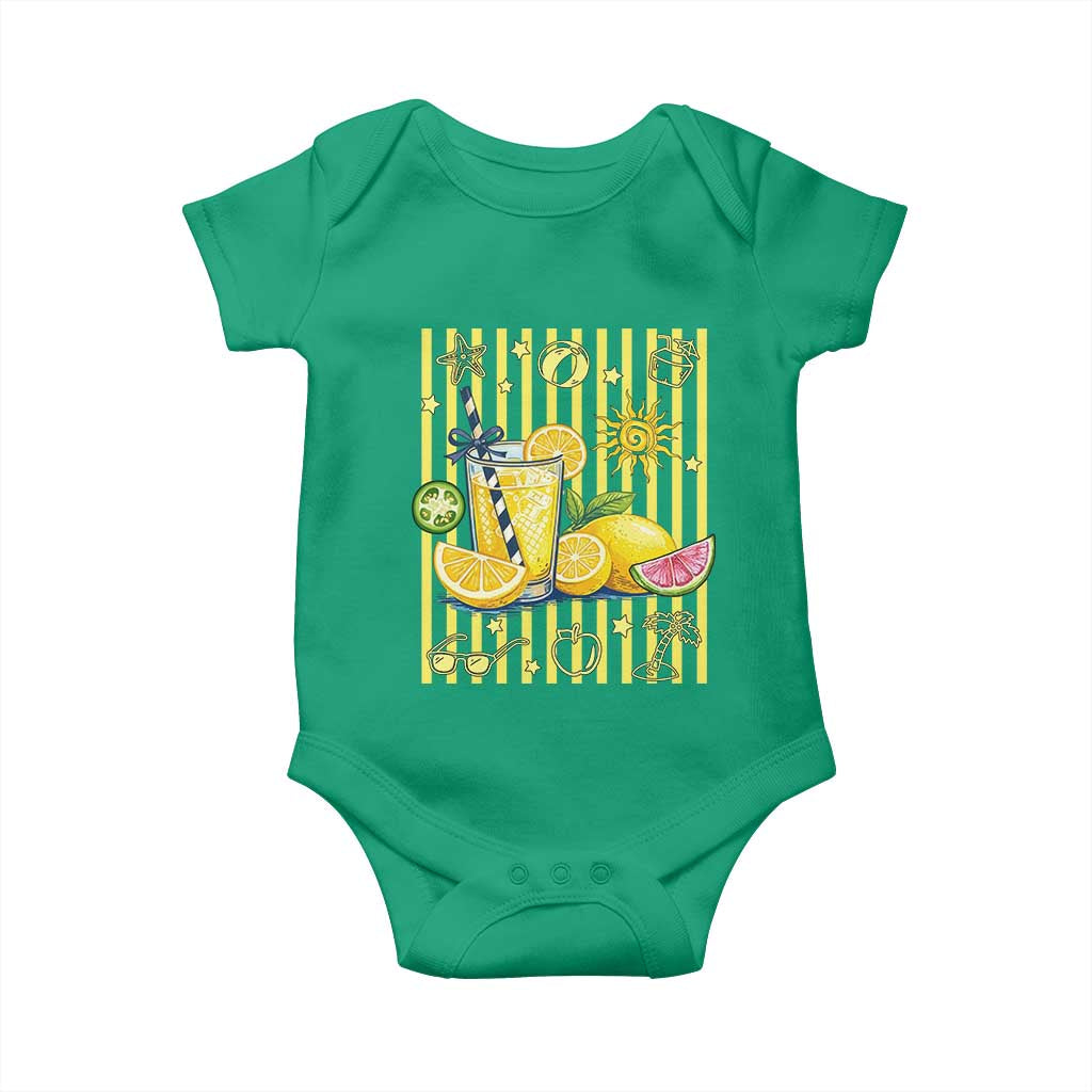 Striped Summer Lemonade Baby Onesie Preppy Brushstroke Aesthetic Graphic TS12 Irish Green Print Your Wear