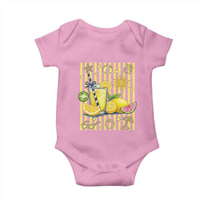 Striped Summer Lemonade Baby Onesie Preppy Brushstroke Aesthetic Graphic TS12 Light Pink Print Your Wear