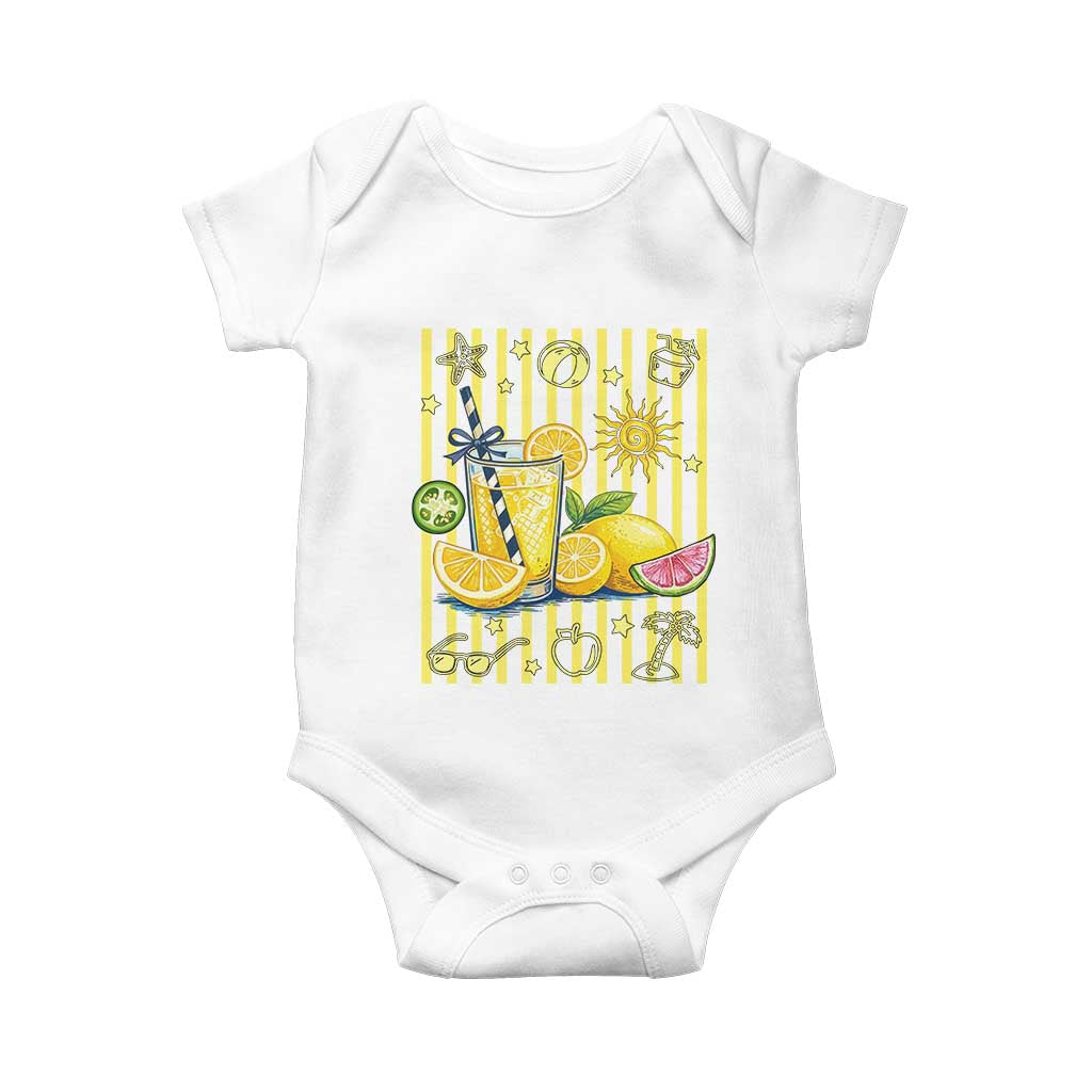 Striped Summer Lemonade Baby Onesie Preppy Brushstroke Aesthetic Graphic TS12 White Print Your Wear