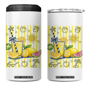Striped Summer Lemonade 4 in 1 Can Cooler Tumbler Preppy Brushstroke Aesthetic Graphic TS12 One Size: 16 oz White Print Your Wear