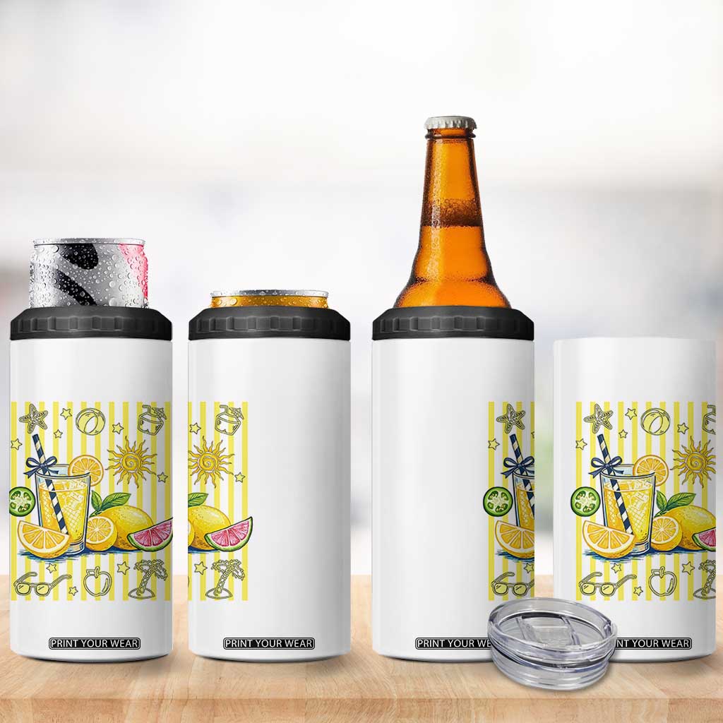 Striped Summer Lemonade 4 in 1 Can Cooler Tumbler Preppy Brushstroke Aesthetic Graphic TS12 Print Your Wear