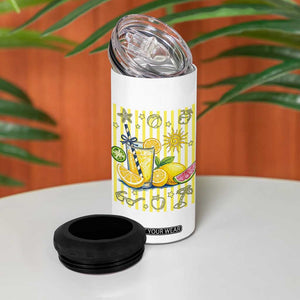 Striped Summer Lemonade 4 in 1 Can Cooler Tumbler Preppy Brushstroke Aesthetic Graphic TS12 Print Your Wear