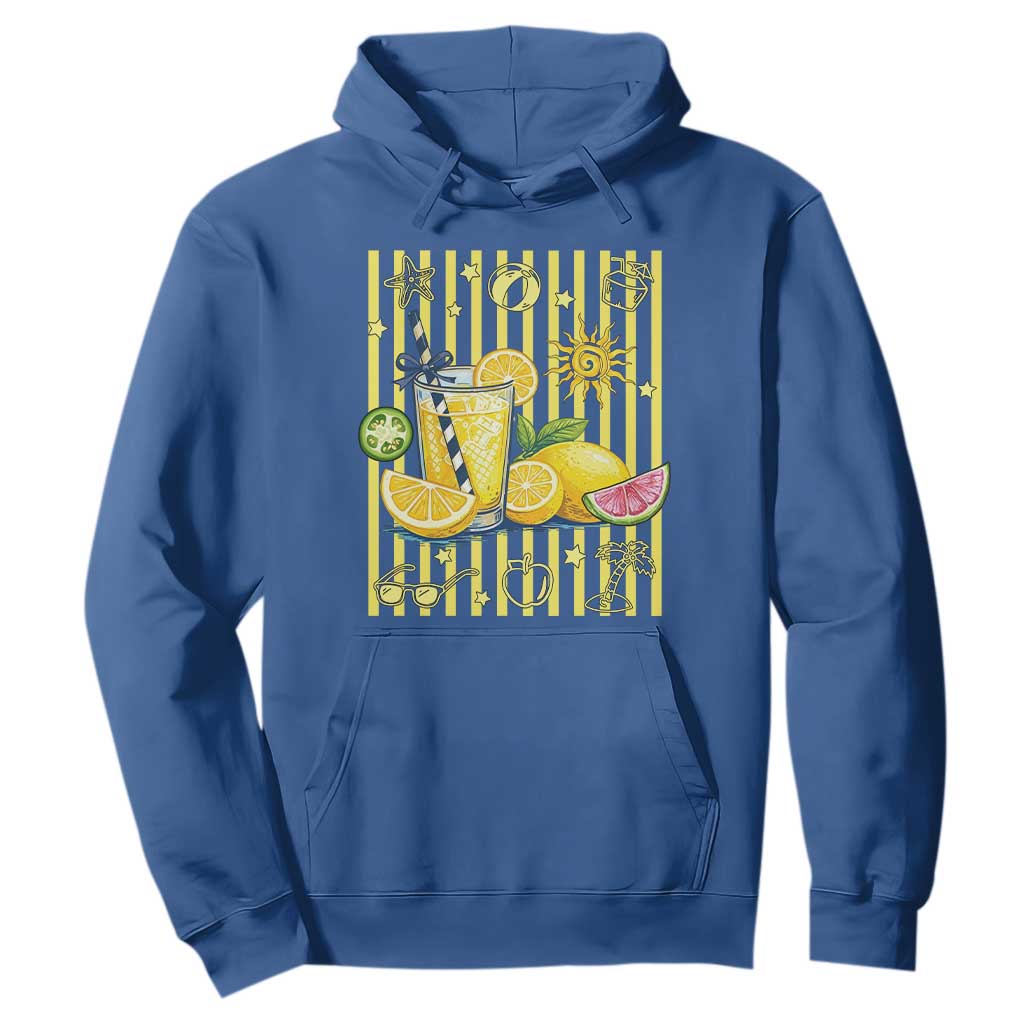 Striped Summer Lemonade Hoodie Preppy Brushstroke Aesthetic Graphic TS12 Royal Blue Print Your Wear