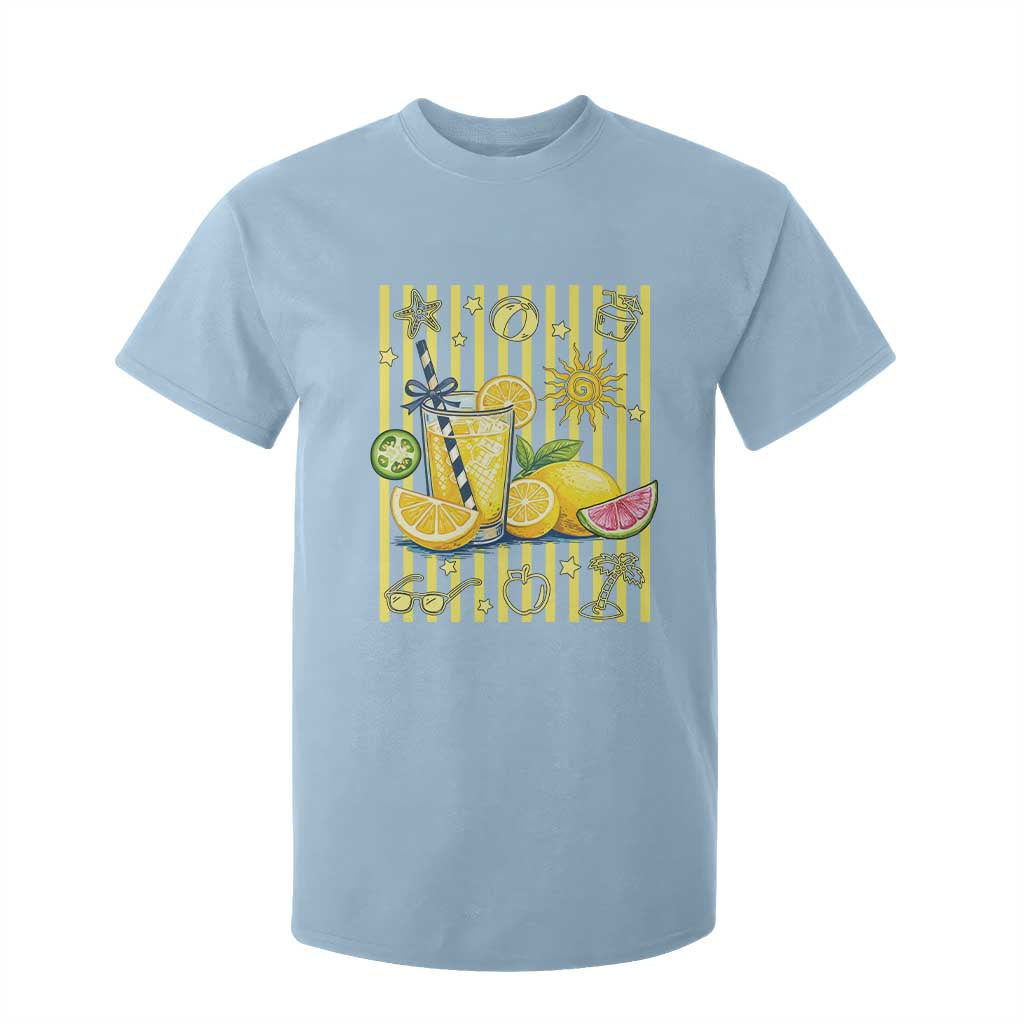Striped Summer Lemonade T Shirt For Kid Preppy Brushstroke Aesthetic Graphic TS12 Light Blue Print Your Wear