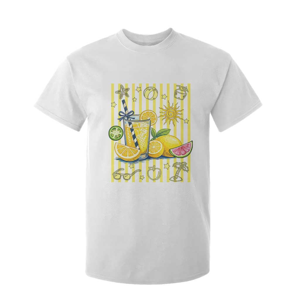 Striped Summer Lemonade T Shirt For Kid Preppy Brushstroke Aesthetic Graphic TS12 White Print Your Wear