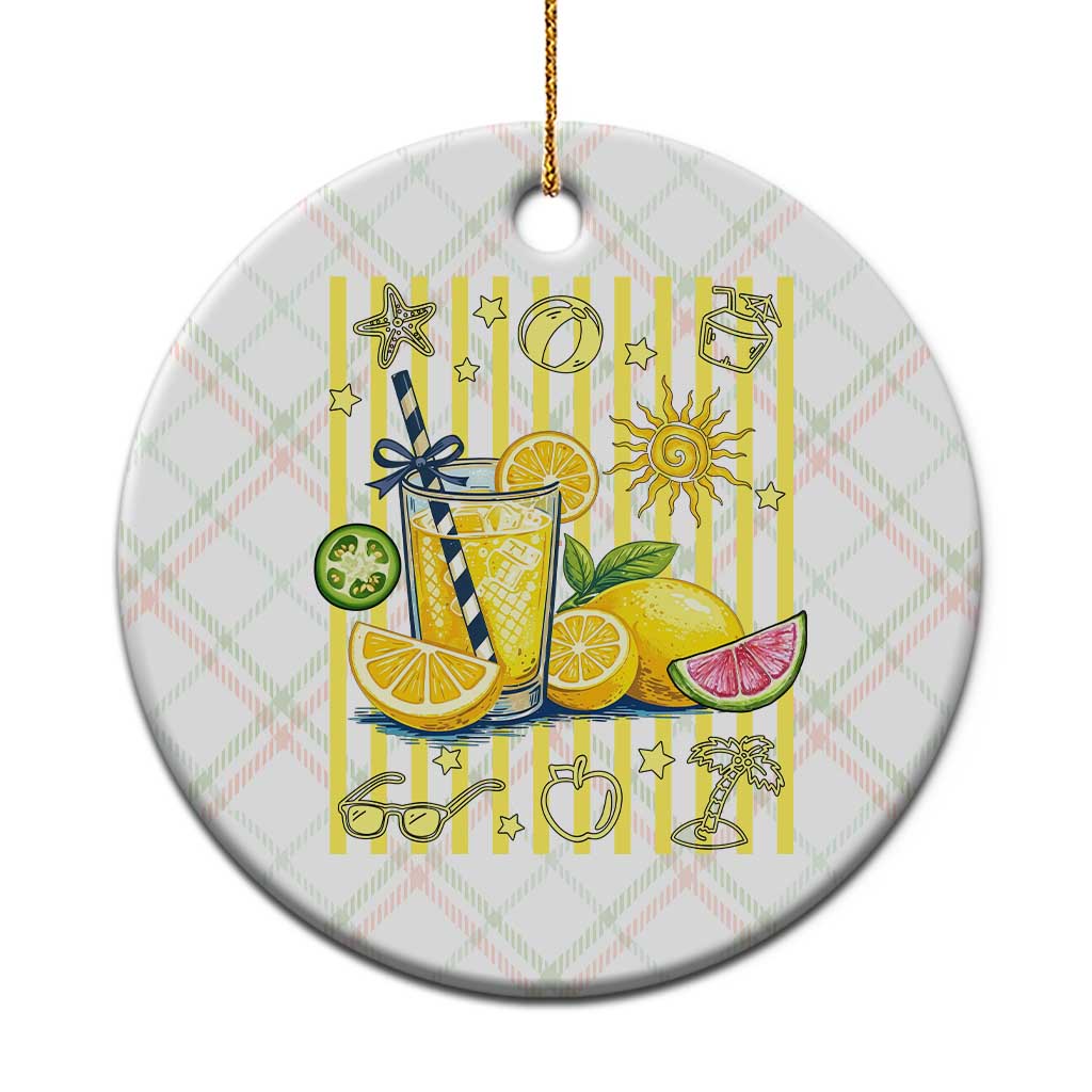 Striped Summer Lemonade Ceramic Ornament Preppy Brushstroke Aesthetic Graphic TS12 1pc Christmas Plaid Print Your Wear