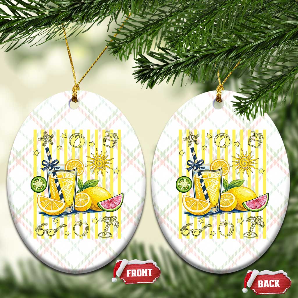 Striped Summer Lemonade Ceramic Ornament Preppy Brushstroke Aesthetic Graphic TS12 Print Your Wear