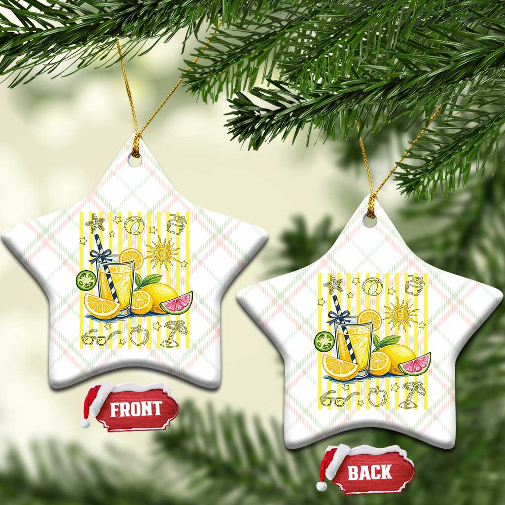 Striped Summer Lemonade Ceramic Ornament Preppy Brushstroke Aesthetic Graphic TS12 Print Your Wear