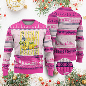 Striped Summer Lemonade Ugly Christmas Sweater Preppy Brushstroke Aesthetic Graphic TS12 Hot Pink Print Your Wear