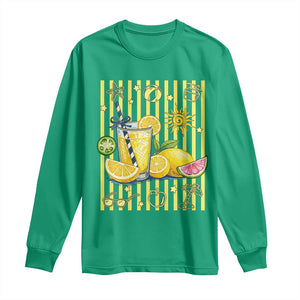 Striped Summer Lemonade Long Sleeve Shirt Preppy Brushstroke Aesthetic Graphic TS12 Irish Green Print Your Wear