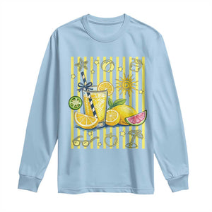 Striped Summer Lemonade Long Sleeve Shirt Preppy Brushstroke Aesthetic Graphic TS12 Light Blue Print Your Wear