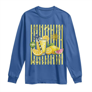 Striped Summer Lemonade Long Sleeve Shirt Preppy Brushstroke Aesthetic Graphic TS12 Royal Blue Print Your Wear