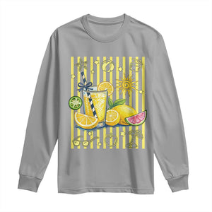 Striped Summer Lemonade Long Sleeve Shirt Preppy Brushstroke Aesthetic Graphic TS12 Sport Gray Print Your Wear