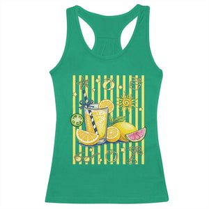 Striped Summer Lemonade Racerback Tank Top Preppy Brushstroke Aesthetic Graphic TS12 Irish Green Print Your Wear