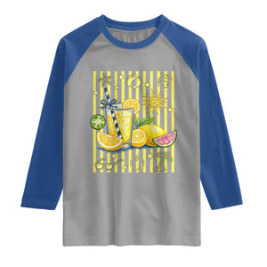 Striped Summer Lemonade Raglan Shirt Preppy Brushstroke Aesthetic Graphic TS12 Sport Gray Royal Print Your Wear