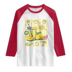 Striped Summer Lemonade Raglan Shirt Preppy Brushstroke Aesthetic Graphic TS12 White Red Print Your Wear