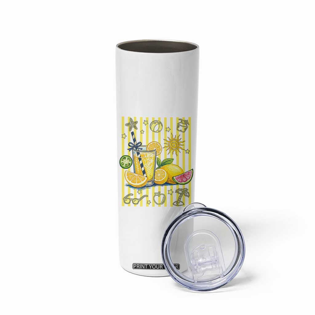 Striped Summer Lemonade Skinny Tumbler Preppy Brushstroke Aesthetic Graphic TS12 Print Your Wear