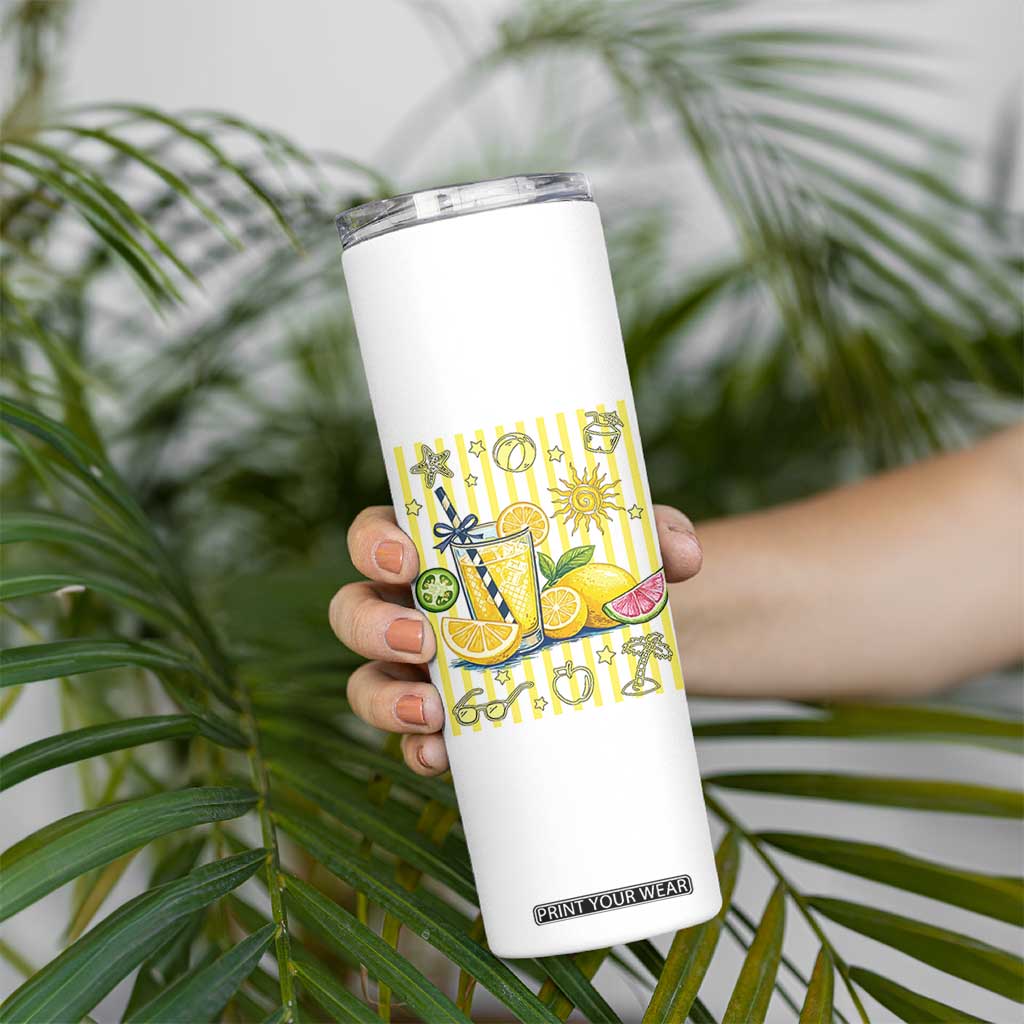 Striped Summer Lemonade Skinny Tumbler Preppy Brushstroke Aesthetic Graphic TS12 Print Your Wear