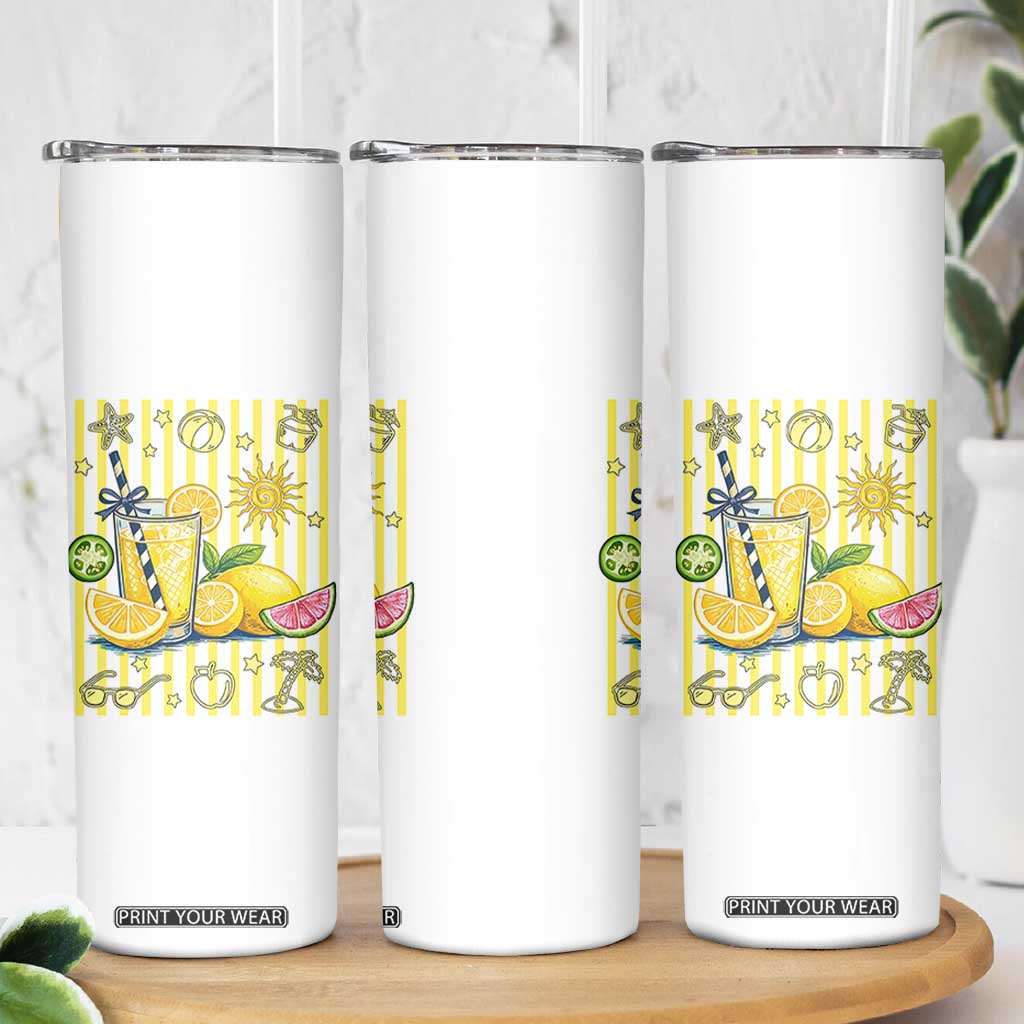 Striped Summer Lemonade Skinny Tumbler Preppy Brushstroke Aesthetic Graphic TS12 Print Your Wear