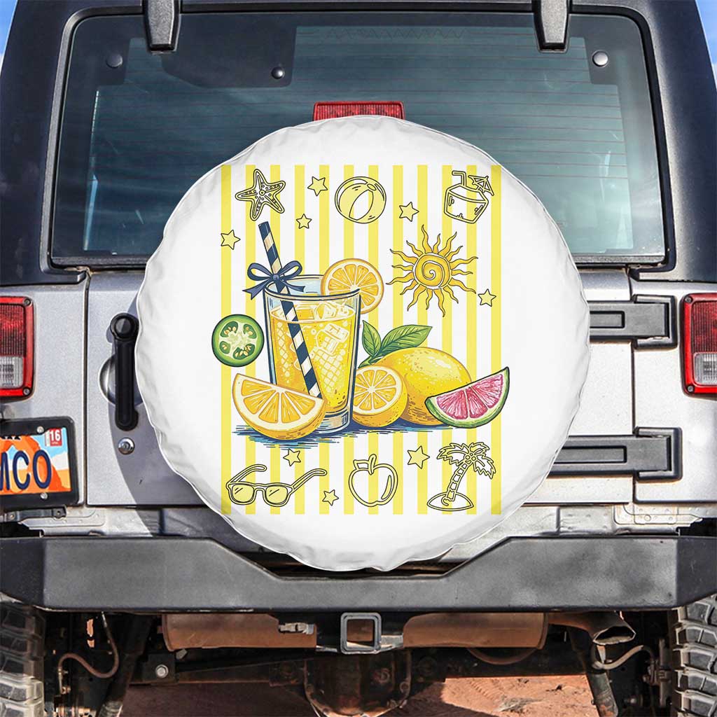 Striped Summer Lemonade Spare Tire Cover Preppy Brushstroke Aesthetic Graphic TS12 No hole White Print Your Wear