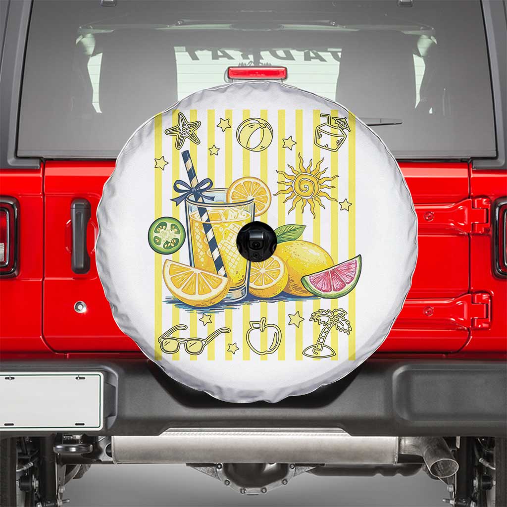 Striped Summer Lemonade Spare Tire Cover Preppy Brushstroke Aesthetic Graphic TS12 White Print Your Wear