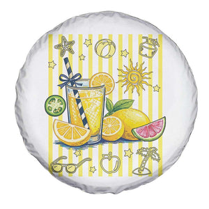 Striped Summer Lemonade Spare Tire Cover Preppy Brushstroke Aesthetic Graphic TS12 Print Your Wear