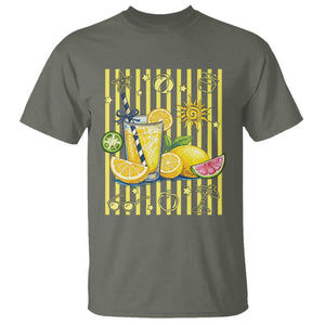 Striped Summer Lemonade T Shirt Preppy Brushstroke Aesthetic Graphic TS12 Military Green Print Your Wear