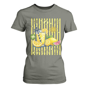 Striped Summer Lemonade T Shirt For Women Preppy Brushstroke Aesthetic Graphic TS12 Military Green Print Your Wear