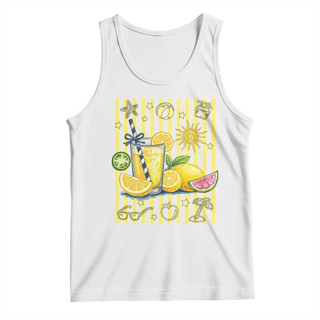 Striped Summer Lemonade Tank Top Preppy Brushstroke Aesthetic Graphic TS12 White Print Your Wear