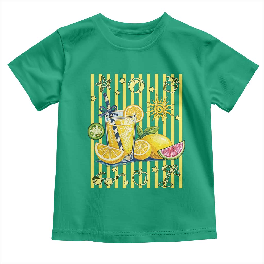 Striped Summer Lemonade Toddler T Shirt Preppy Brushstroke Aesthetic Graphic TS12 Irish Green Print Your Wear