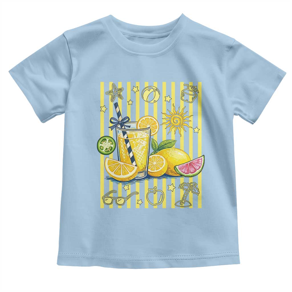 Striped Summer Lemonade Toddler T Shirt Preppy Brushstroke Aesthetic Graphic TS12 Light Blue Print Your Wear
