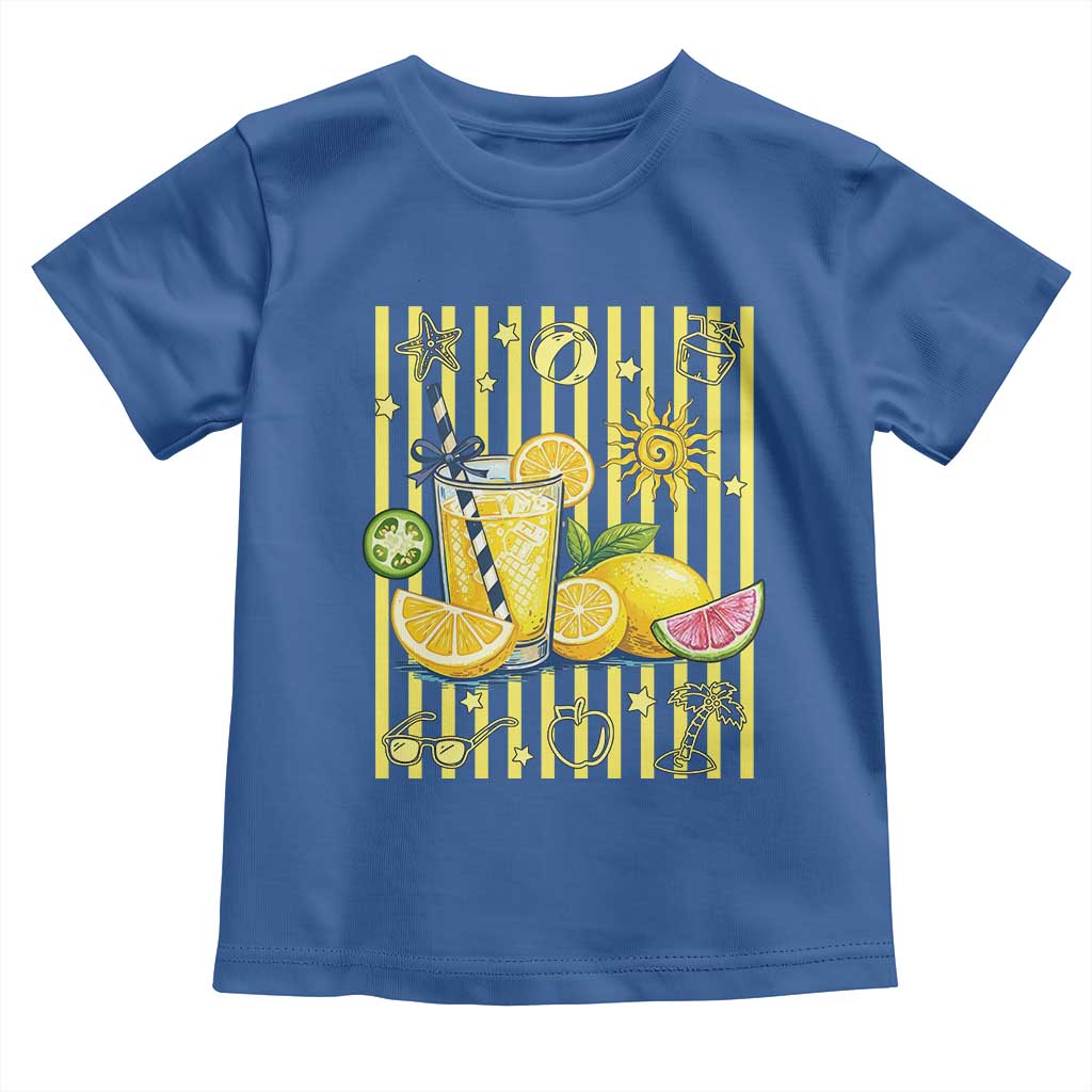 Striped Summer Lemonade Toddler T Shirt Preppy Brushstroke Aesthetic Graphic TS12 Royal Blue Print Your Wear