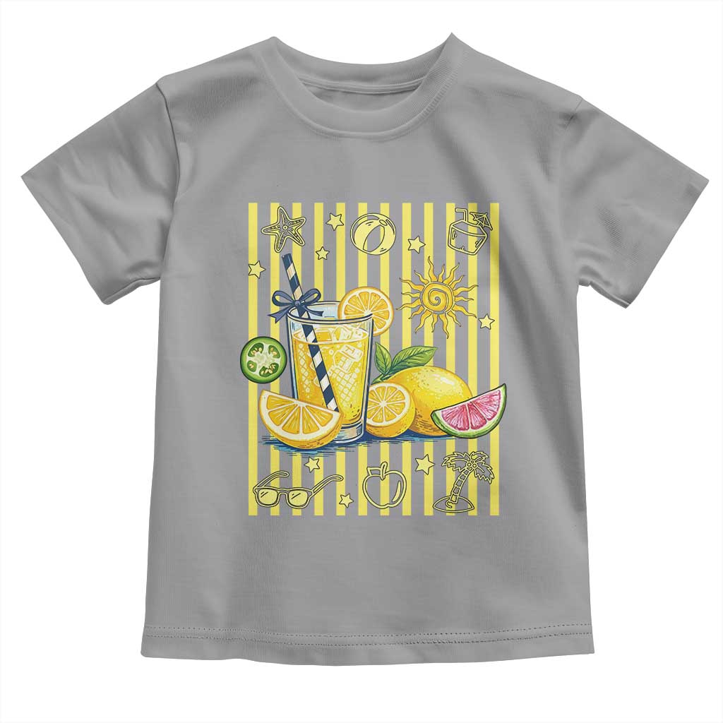 Striped Summer Lemonade Toddler T Shirt Preppy Brushstroke Aesthetic Graphic TS12 Sport Gray Print Your Wear