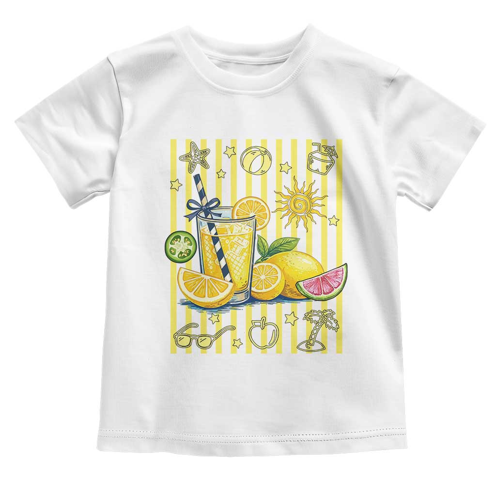 Striped Summer Lemonade Toddler T Shirt Preppy Brushstroke Aesthetic Graphic TS12 White Print Your Wear