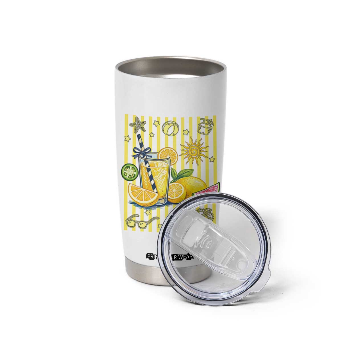 Striped Summer Lemonade Tumbler Cup Preppy Brushstroke Aesthetic Graphic TS12 Print Your Wear