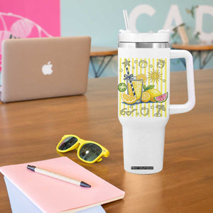Striped Summer Lemonade Tumbler With Handle Preppy Brushstroke Aesthetic Graphic TS12 Print Your Wear