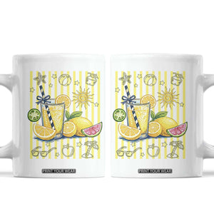 Striped Summer Lemonade Coffee Mug Preppy Brushstroke Aesthetic Graphic TS12 White Print Your Wear
