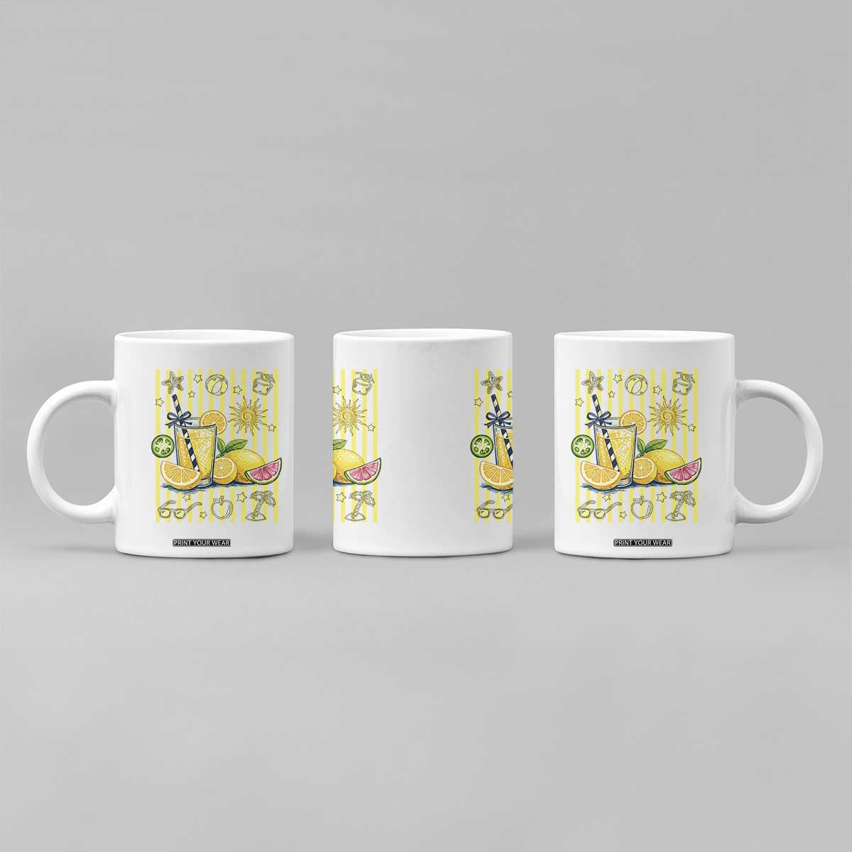 Striped Summer Lemonade Coffee Mug Preppy Brushstroke Aesthetic Graphic TS12 Print Your Wear