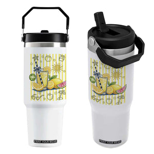 Striped Summer Lemonade Flip Straw Tumbler Preppy Brushstroke Aesthetic Graphic TS12 One Size: 30 oz White Print Your Wear