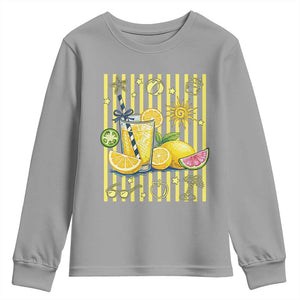 Striped Summer Lemonade Youth Sweatshirt Preppy Brushstroke Aesthetic Graphic TS12 Sport Gray Print Your Wear