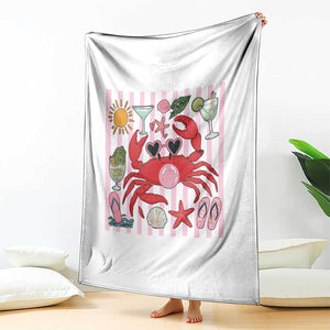 Funny Crab Tropical Summer Vacation Gift Throw Blanket Striped Summer Beach Vibes TS12 Print Your Wear