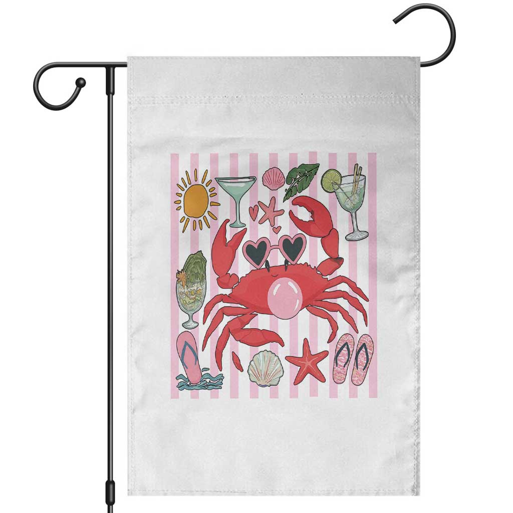 Funny Crab Tropical Summer Vacation Gift Garden Flag Striped Summer Beach Vibes TS12 White Print Your Wear