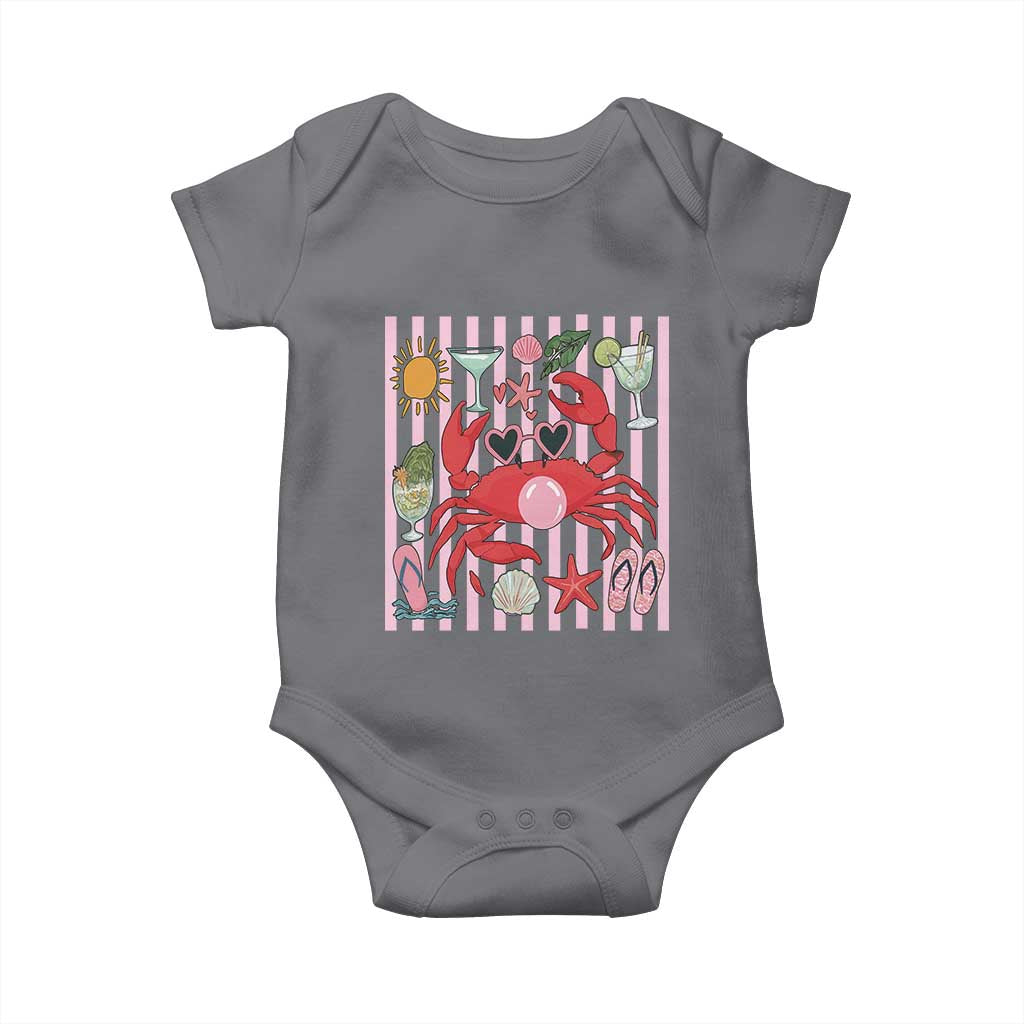 Funny Crab Tropical Summer Vacation Gift Baby Onesie Striped Summer Beach Vibes TS12 Charcoal Print Your Wear