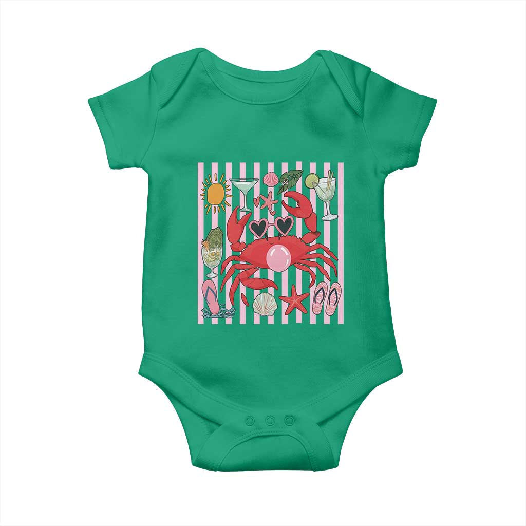 Funny Crab Tropical Summer Vacation Gift Baby Onesie Striped Summer Beach Vibes TS12 Irish Green Print Your Wear