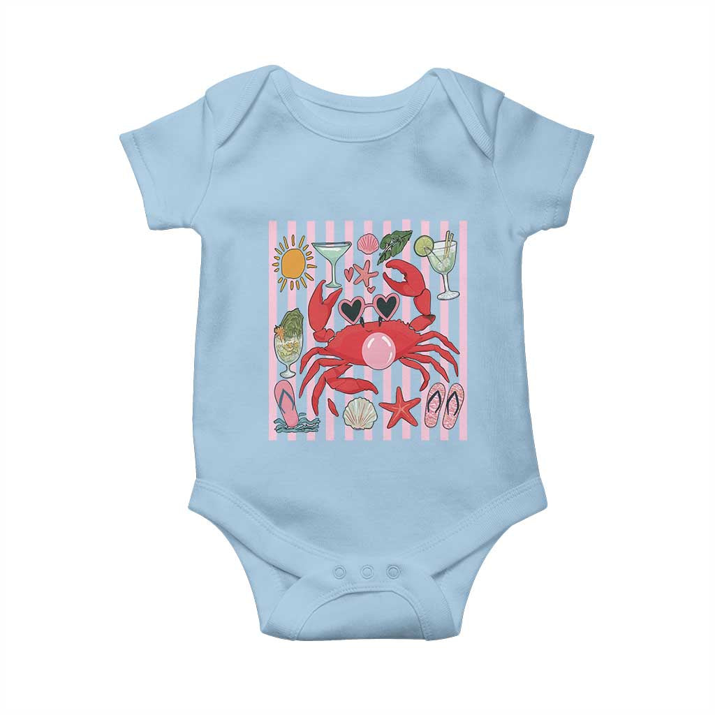 Funny Crab Tropical Summer Vacation Gift Baby Onesie Striped Summer Beach Vibes TS12 Light Blue Print Your Wear