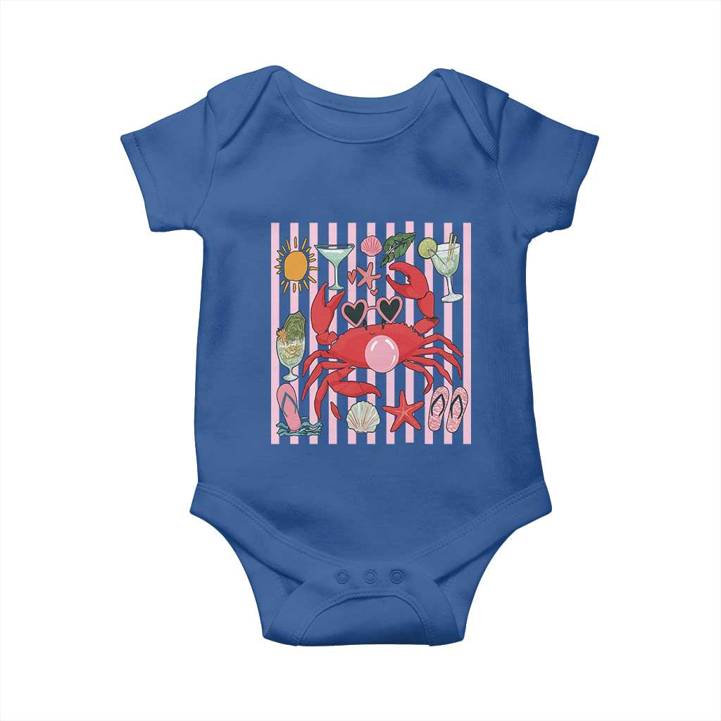 Funny Crab Tropical Summer Vacation Gift Baby Onesie Striped Summer Beach Vibes TS12 Royal Blue Print Your Wear