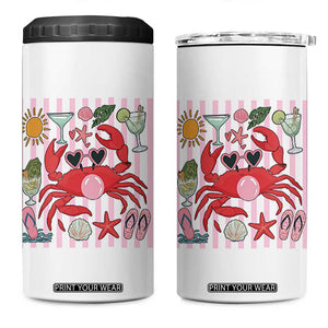 Funny Crab Tropical Summer Vacation Gift 4 in 1 Can Cooler Tumbler Striped Summer Beach Vibes TS12 One Size: 16 oz White Print Your Wear