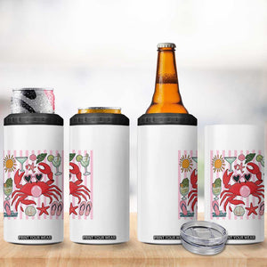 Funny Crab Tropical Summer Vacation Gift 4 in 1 Can Cooler Tumbler Striped Summer Beach Vibes TS12 Print Your Wear