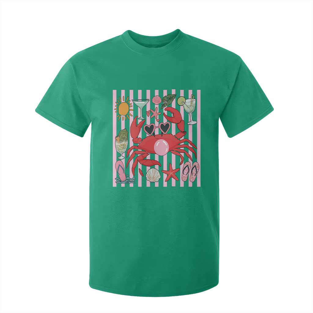Funny Crab Tropical Summer Vacation Gift T Shirt For Kid Striped Summer Beach Vibes TS12 Irish Green Print Your Wear